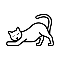 Cute cat stretching in line art style design