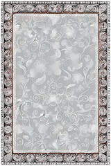 playing card / tarot card reverse side art, card back pattern or wedding stationery / card design - elegant lace doily frame on floral gray background
