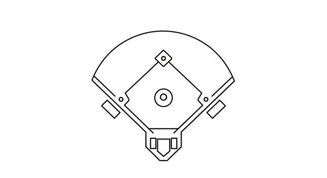 Sleek baseball diamond outline, perfect for coaching aids or sports graphics, evokes summer fun and teamwork, a simple design for any project