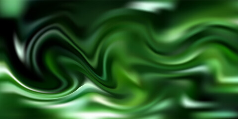Abstract green swirl background with smooth gradient waves and soft light reflections,