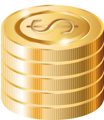 Golden Coin Decorative PNG 