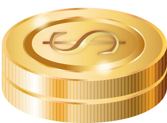 Golden Coin Decorative PNG 
