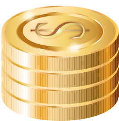 Golden Coin Decorative PNG 