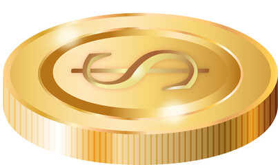Golden Coin Decorative PNG 