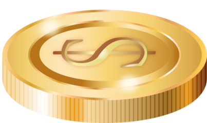 Golden Coin Decorative PNG 