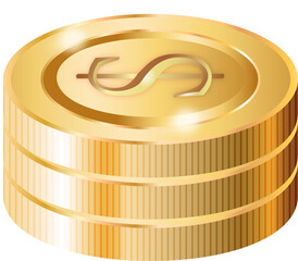 Golden Coin Decorative PNG 