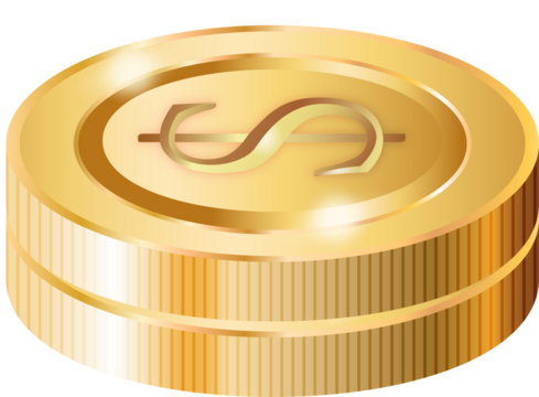 Golden Coin Decorative PNG  - Powered by Adobe