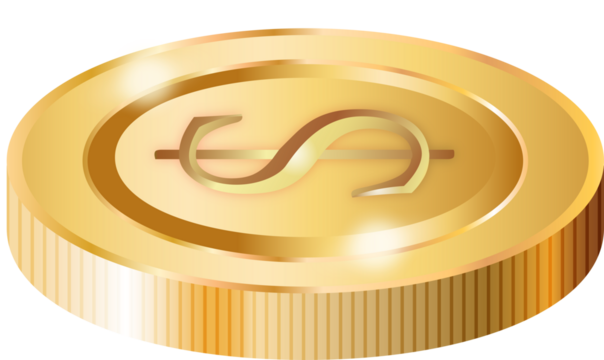 Golden Coin Decorative PNG 