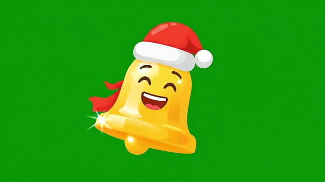 happy christmas bell emoji wearing santa hat