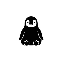 Obraz premium Cute cartoon penguin icon design in black and white, ideal for various creative projects