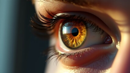 Close-Up Of Woman's Golden Brown Eye