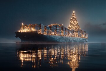 Container ship becomes festive display!