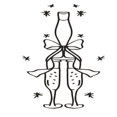 New Year’s Champagne Clipart, Party Celebration Elements, Festive Toast, Glitter Gold, Champagne Bottle Clipart, New Year’s Eve Toast, Sparkling Celebration, Gold Decoration