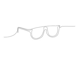 One continuous line drawing of eyeglasses. single line of glases. illustration of sunglasses. editable outline