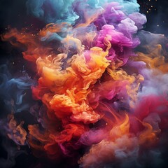 Vibrant Pink and Blue Smoke Collision: Abstract Dynamic Color Clouds against a Dark Background for Energy, Contrast, and Artistic Expression