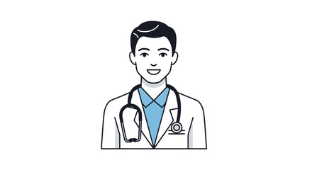 Friendly doctor with a stethoscope providing healthcare, ideal for medical websites, health apps, and hospital promotions with a modern, approachable style.
