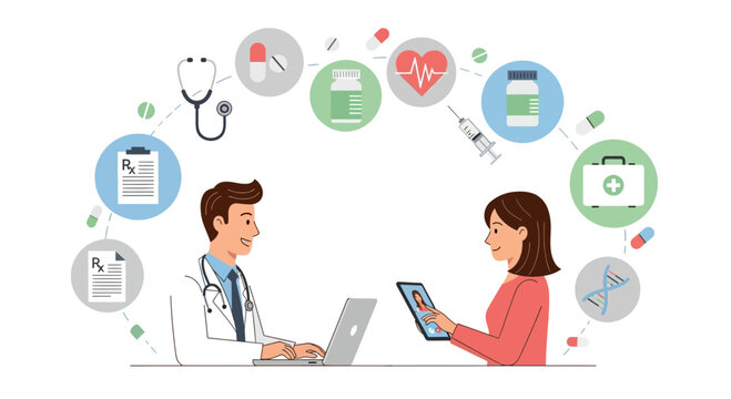Doctor Consults with Patient via Telemedicine, Offering Modern Healthcare Solutions and Medical Advice, Enhancing Patient Care and Promoting Wellness - Powered by Adobe
