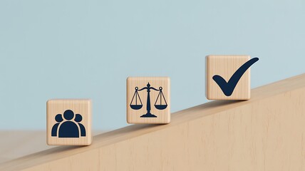 Illustrating the critical progression from social engagement to justice and successful compliance in ethical business operations and governance frameworks