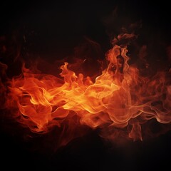 Vibrant Fire and Smoke Abstract: Dynamic Red and Orange Flames Flowing Against a Dark Background, Representing Power, Heat, and Dramatic Energy