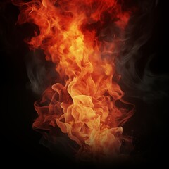 Vibrant Fire and Smoke Abstract: Dynamic Red and Orange Flames Flowing Against a Dark Background, Representing Power, Heat, and Dramatic Energy
