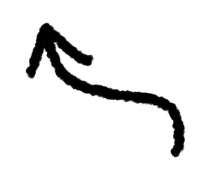 Hand drawn black arrow pointing up isolated on transparent background for direction use