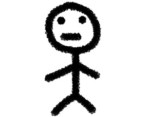 Hand drawn black stick figure isolated on transparent background simple design