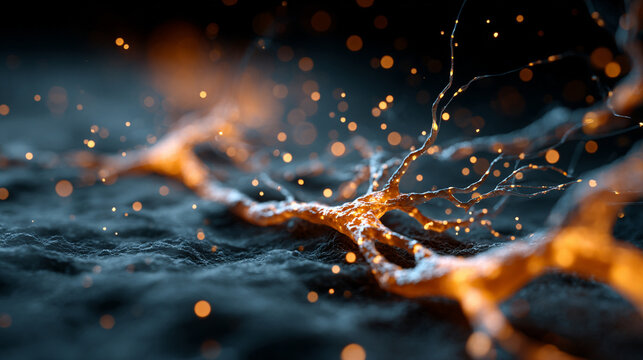 modern scientific brainstorming, capturing chaotic streams of ideas and glowing neuron-like networks flowing through a dynamic digital space. The scene symbolizes innovation, creative thinking, and co