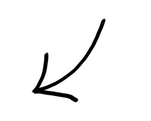 Hand drawn arrow pointing left isolated on transparent background for direction concept