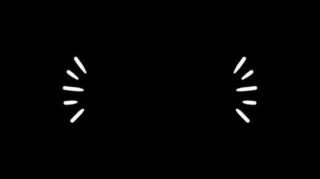 Handdrawn displays white cartoonish symbols of emphasis and emotion in simple charming style animation