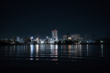霞ヶ浦からの土浦夜景
