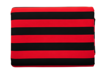 Red and black striped fabric roll isolated on transparent background