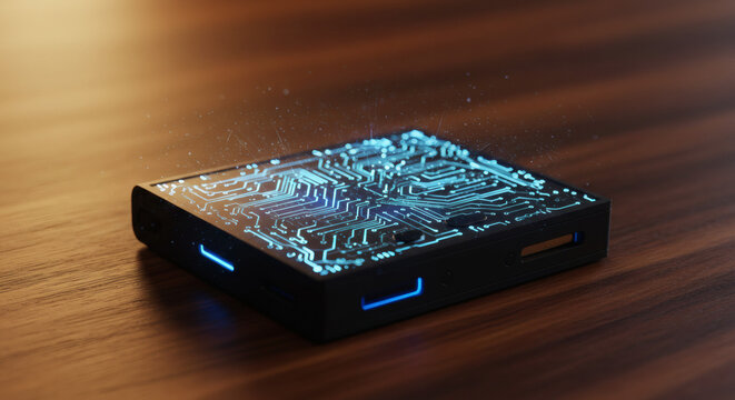 Miniature Data Processor with Holographic Circuitry Display