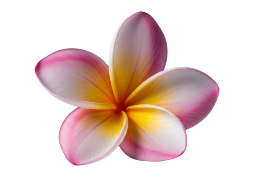 Pink and yellow plumeria flower isolated on transparent background - Powered by Adobe