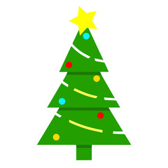 Obraz premium Christmas tree with shining star on top, festive evergreen holiday decoration icon, winter celebration symbol, simple minimal Christmas design