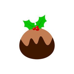 Christmas pudding or cake icon, festive holiday dessert symbol, traditional sweet treat illustration for winter celebration and joyful seasonal feast design