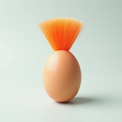 Egg with orange hair creative food art easter egg design funny egg image unique egg photo food photography
