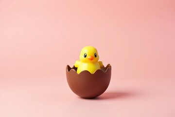 Easter chick in chocolate egg cute spring holiday decoration happy easter sweets candy easter egg hunt