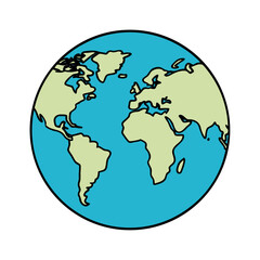 Vector illustration of a world map with globe silhouette