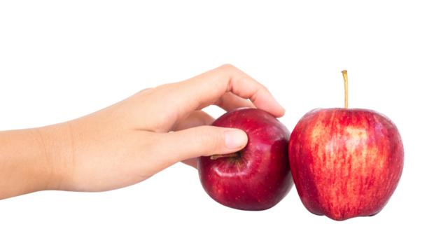 hand holding red apple isolated on white - Powered by Adobe