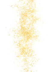 Abstract swirling cloud of golden and green particles with a dark background isolated on transparent background