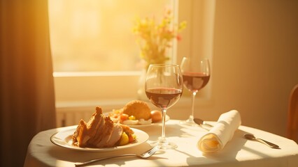 Festive Thanksgiving Table Manner Turkey Funny Day Meme with Wine