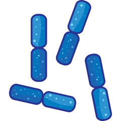 Blue Rod Shaped Bacteria Cells Scattered On A Transparent Background Microscopic View