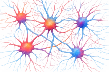 Neural network forming intricate brain connections, showing human intelligence and neuron science on transparent background