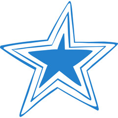 Blue Star Icon Outline Artistic Drawing With White Background And Transparent Background