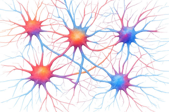 Neural network forming intricate brain connections, showing human intelligence and neuron science on transparent background