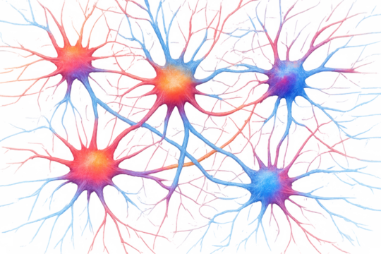 Neural network forming intricate brain connections, showing human intelligence and neuron science on transparent background - Powered by Adobe