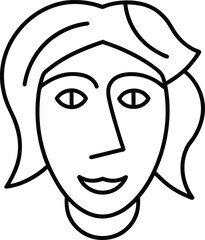 Abstract faces and figures line art transparent background