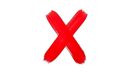 Obraz premium Red Brush Stroke X Mark on White Background