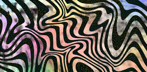 Abstract Psychedelic Wavy Zebra Stripes Rainbow Glitch Art Background