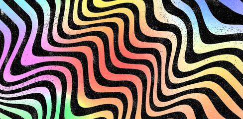 Groovy Psychedelic Rainbow Wavy Lines Background